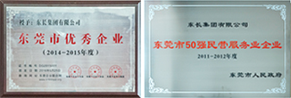 東長集團(tuán)有限公司和集團(tuán)董事長吳育能分別榮獲了2014-2015年度東莞市優(yōu)秀企業(yè)、優(yōu)秀企業(yè)家 東長集團(tuán)榮獲：“東莞市50強(qiáng)民營服務(wù)業(yè)企業(yè)”